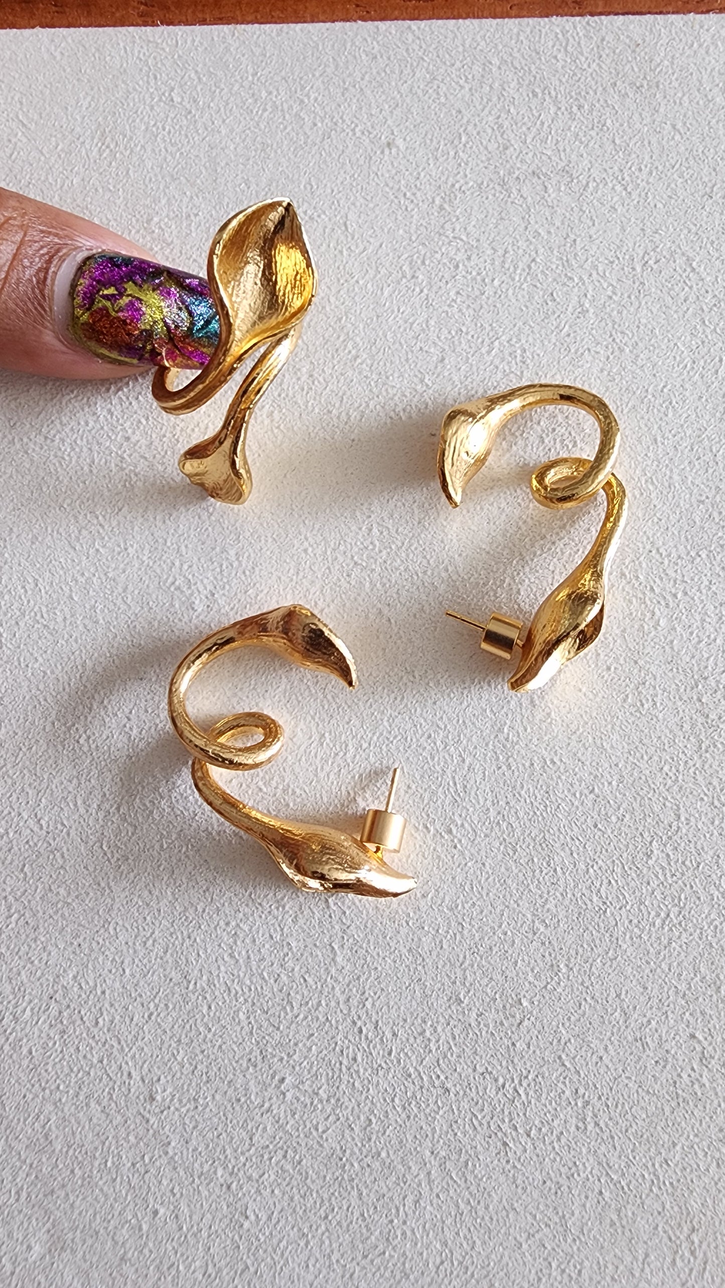 Full bloom tulip earrings and ring